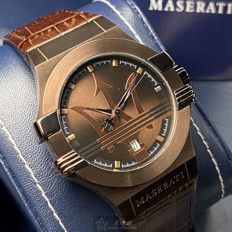 MASERATI瑪莎拉蒂男女通用錶,編號R8851108011,42mm古銅色錶殼,咖啡色錶帶款◉20A004
